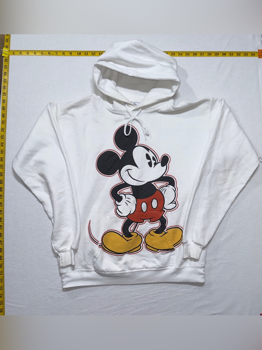 Early 2000s White Mickey Mouse Graphic Hoodie - Men's Sweater